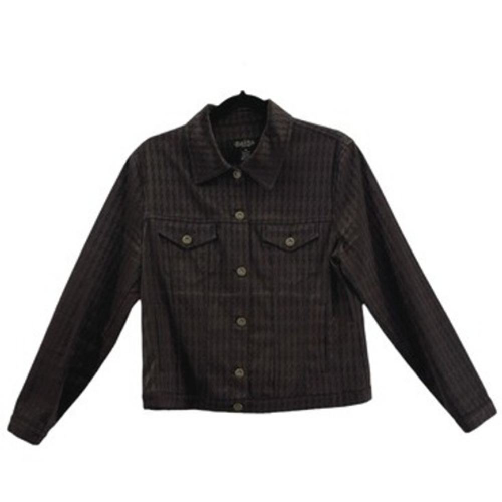 Peck & Peck Collection Brown Patterned Button Up Jacket Collared Size 10